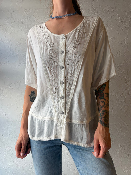 Vintage White Fairycore Top / Medium
