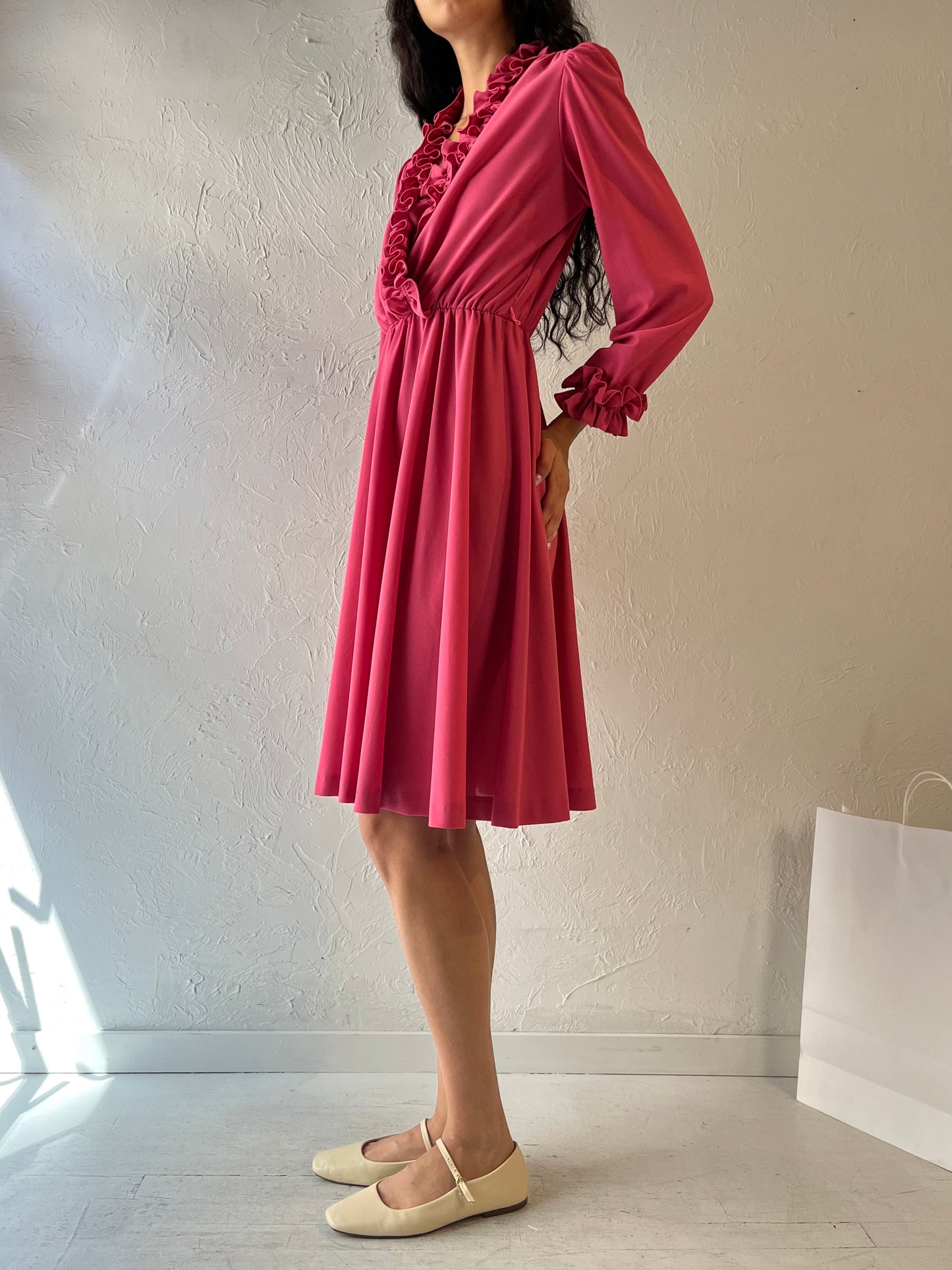 70s 'Lady Carol' Pink Midi Dress / Small