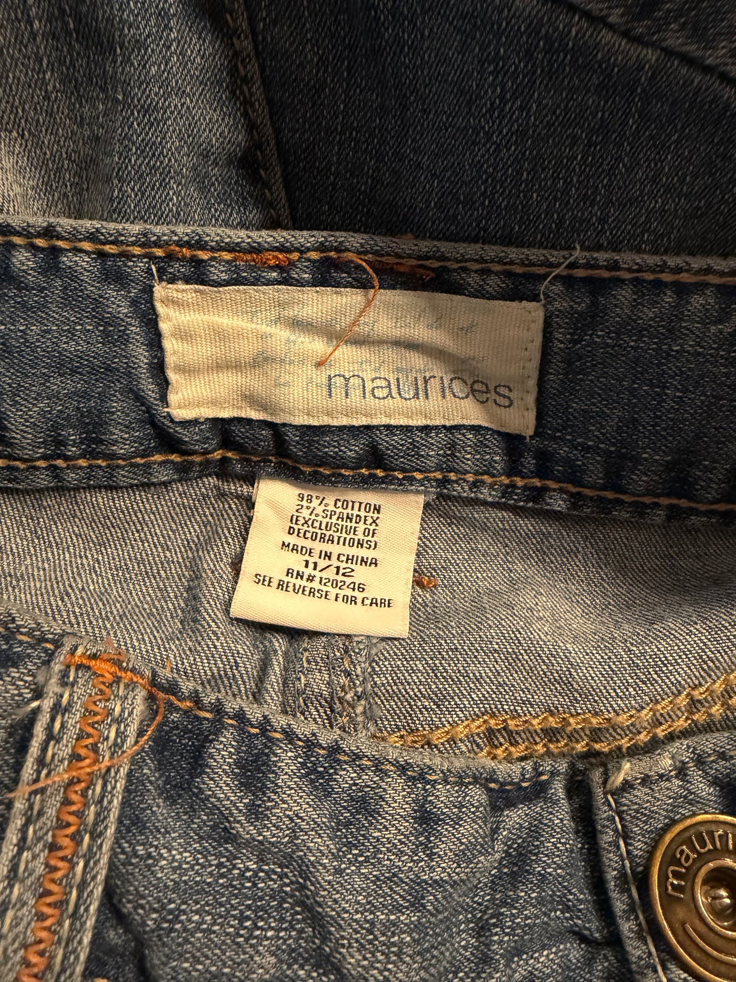 Y2k 'Maurices' Denim Grunge Maxi Skirt / Large