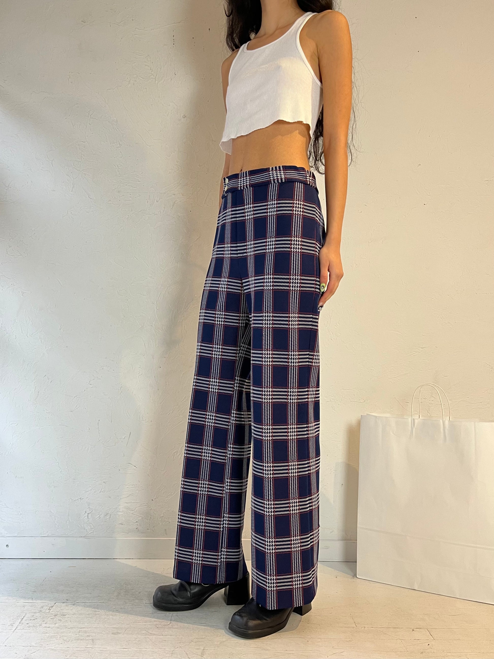 70s ‘Jack Winter’ Polyester Plaid Pants / Medium