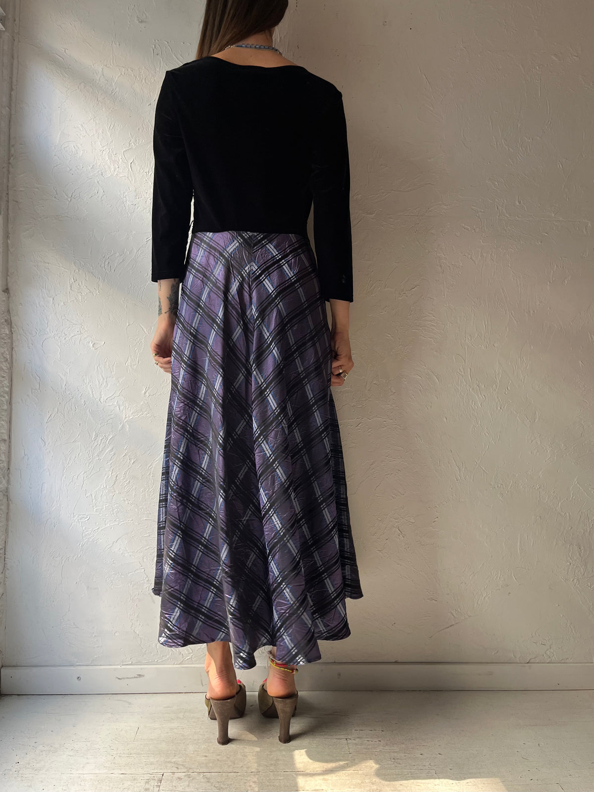 90s 'Cold Water Creek' Plaid Dark Academia Winter Holiday Party Vintage Dress / Medium