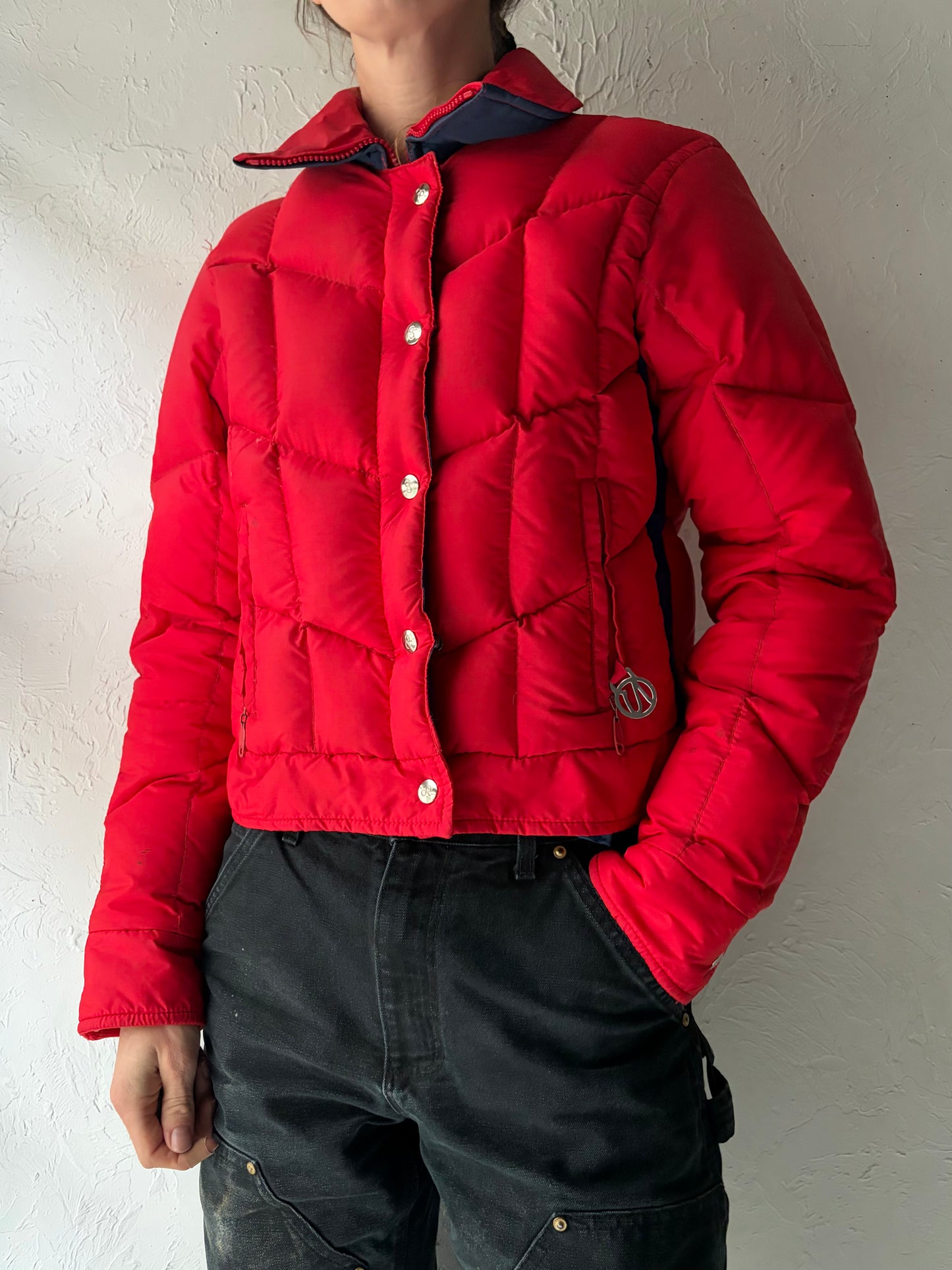 70s 'David S Reid' Red Down Puffer Jacket / Small