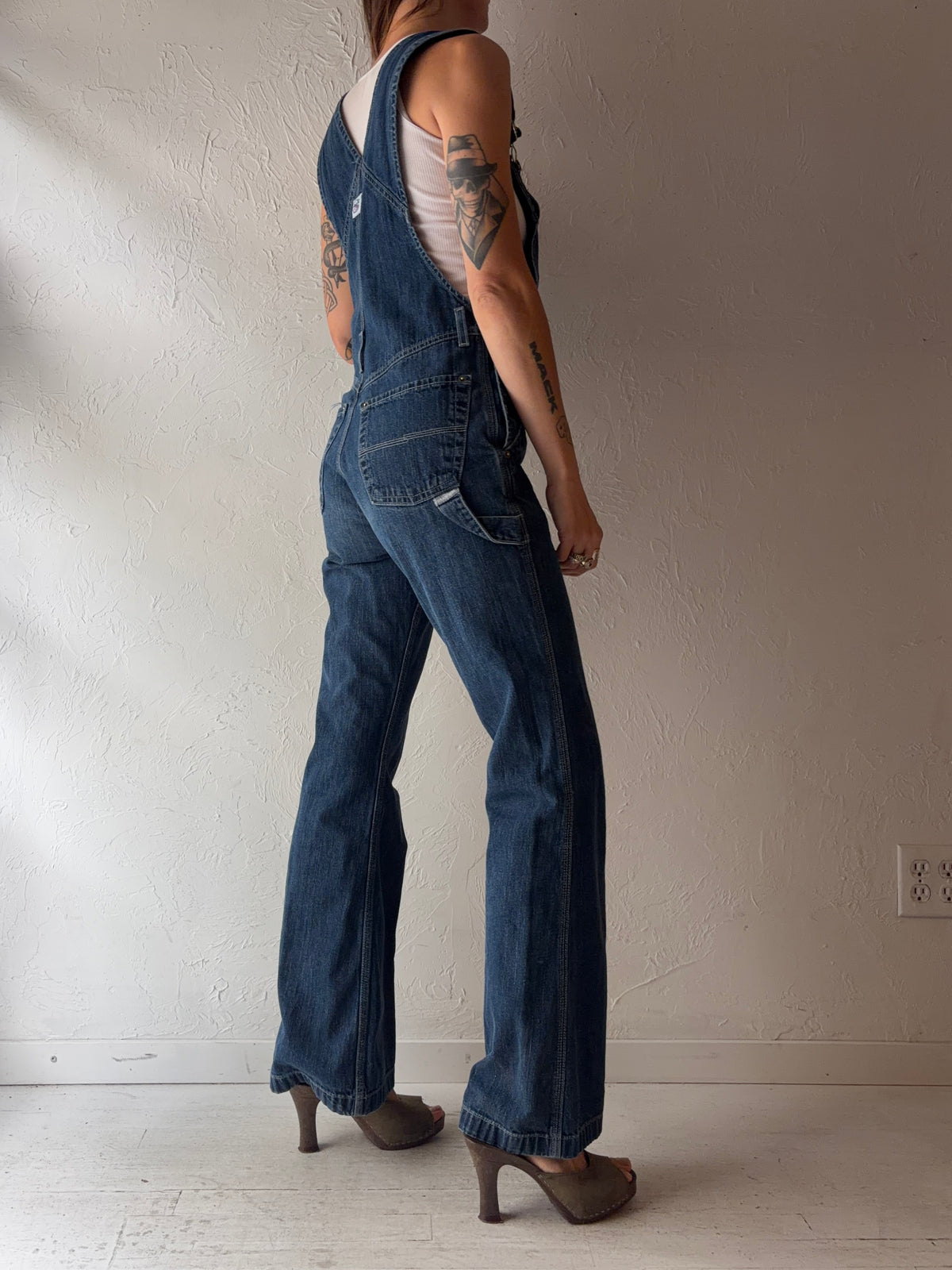 Vintage 'Silver' Denim Flare Overalls / Small