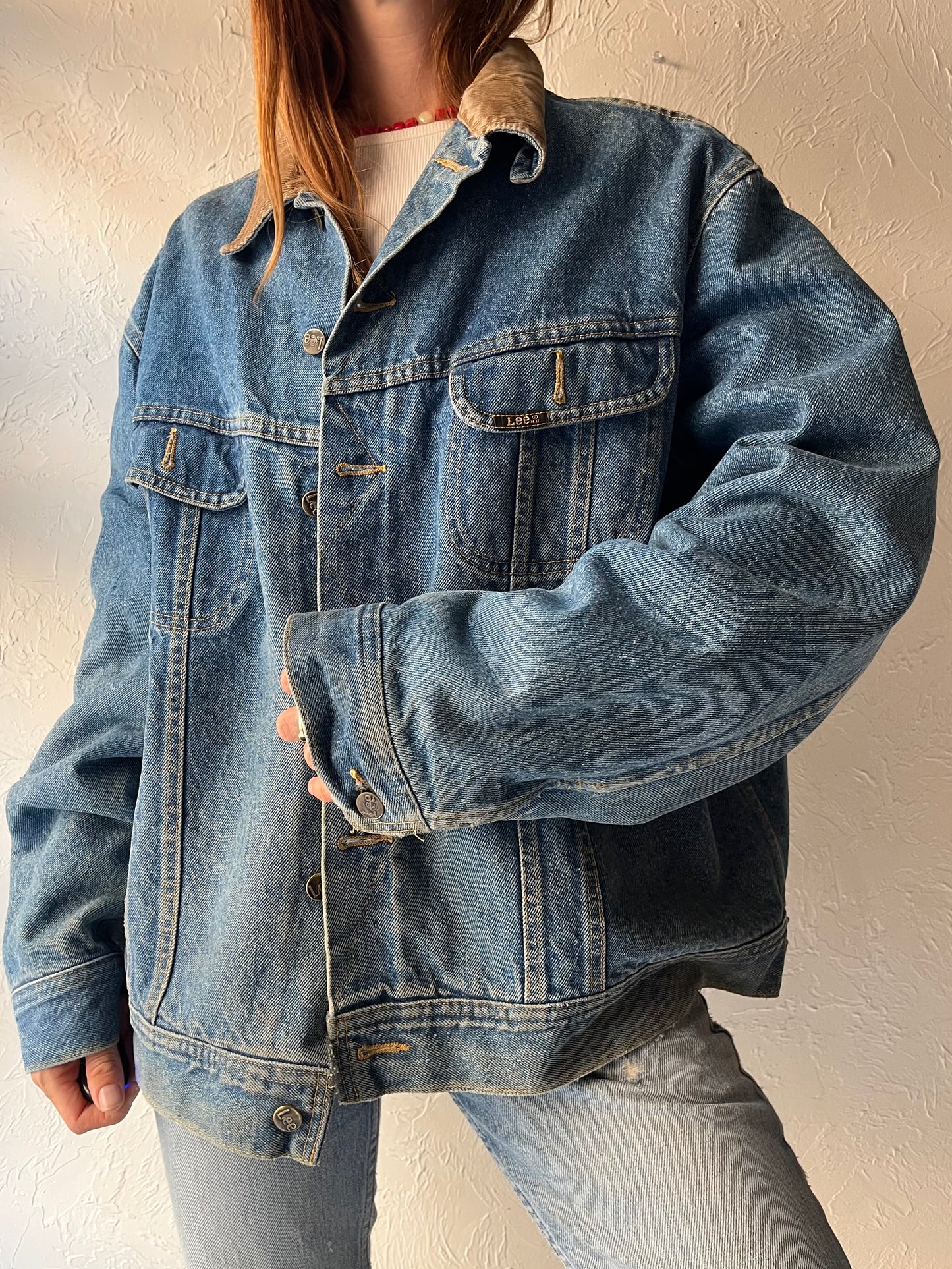 90s 'Lee Stormrider' Blanket Lined Denim Jacket / Large