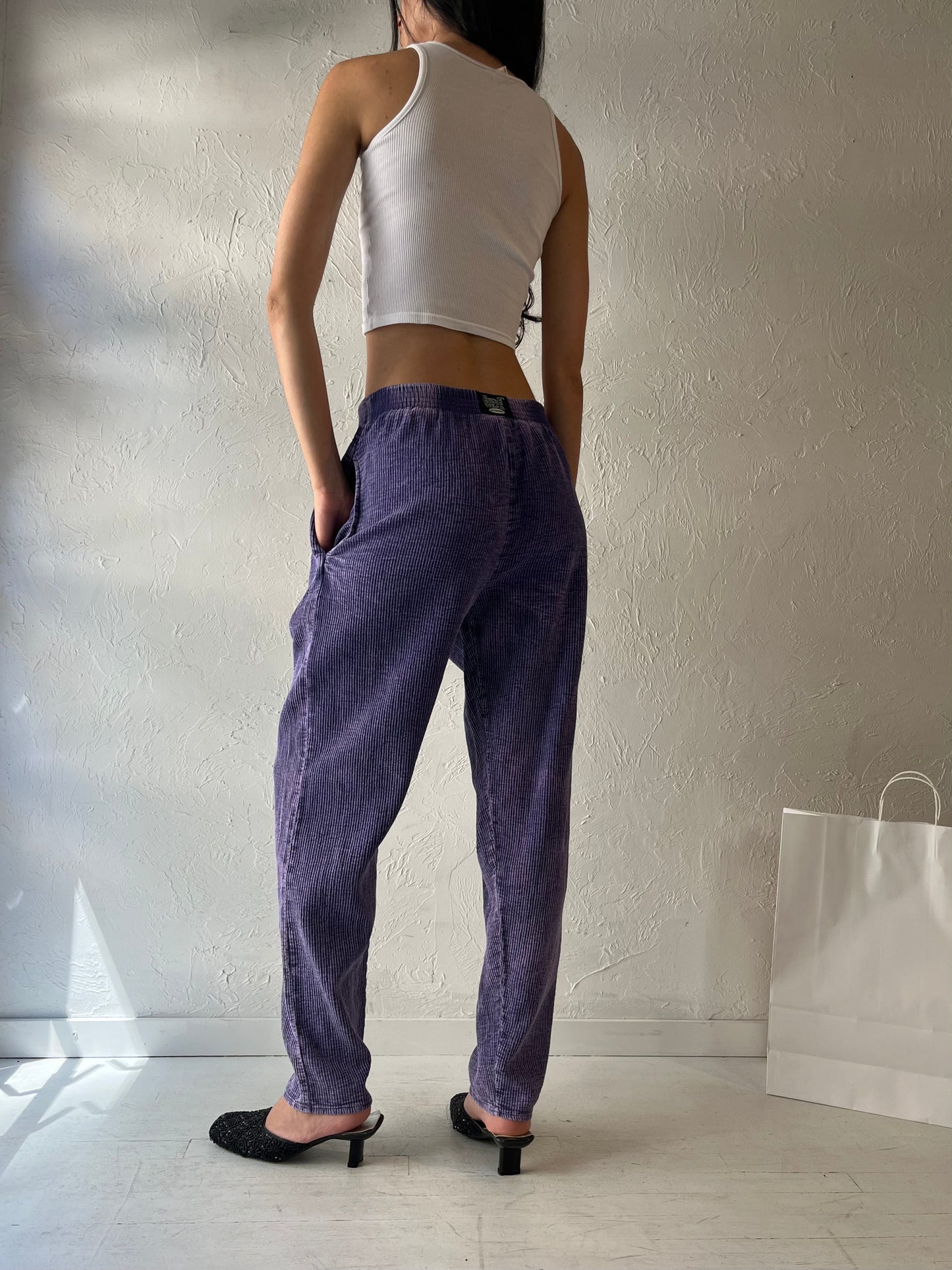 90s 'Ezze Wear' Purple Cotton Pants / Medium