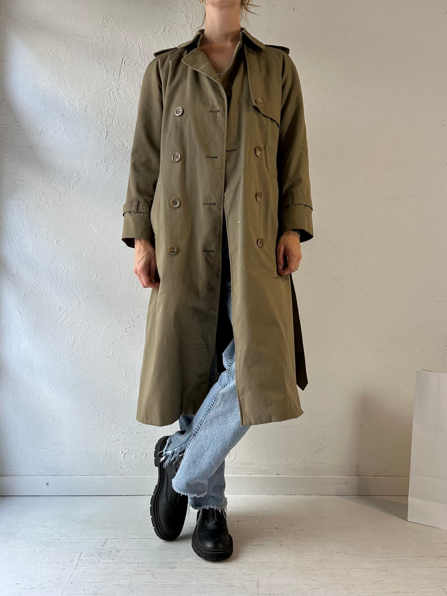 Vintage 'Aquascutum' Beige Trench Coat / Small