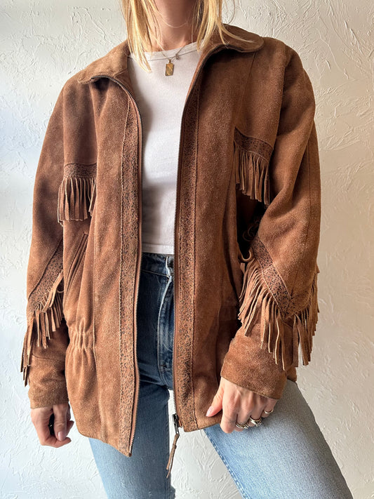 80s ‘Giacca’ Suede Fringe Jacket / Large