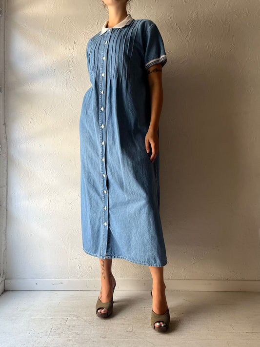 Y2k 'True Blue' Denim Western Cottagecore Maxi Dress / XL