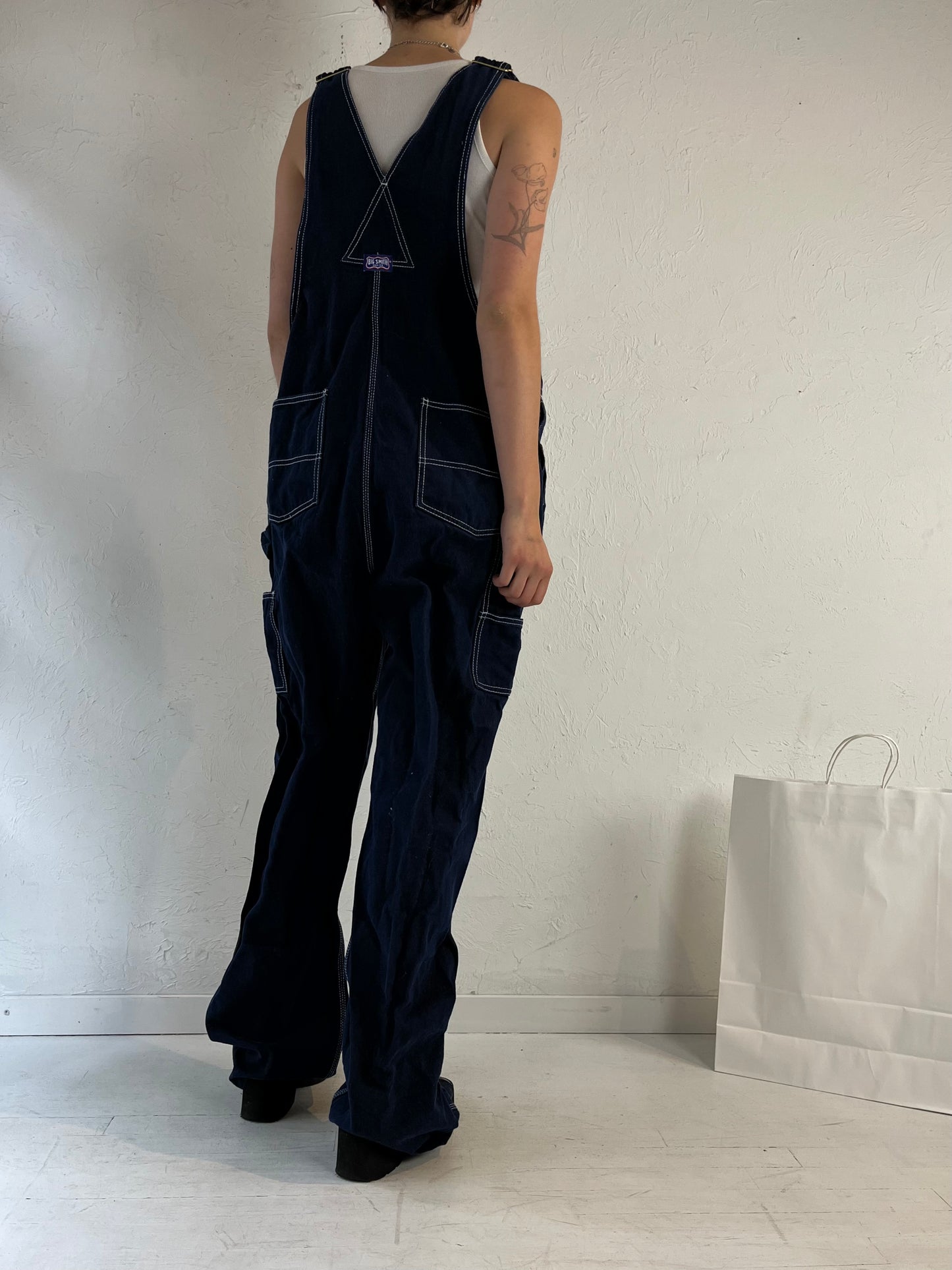 Vintage 'Big Smith' Dark Wash Denim Overalls / Large