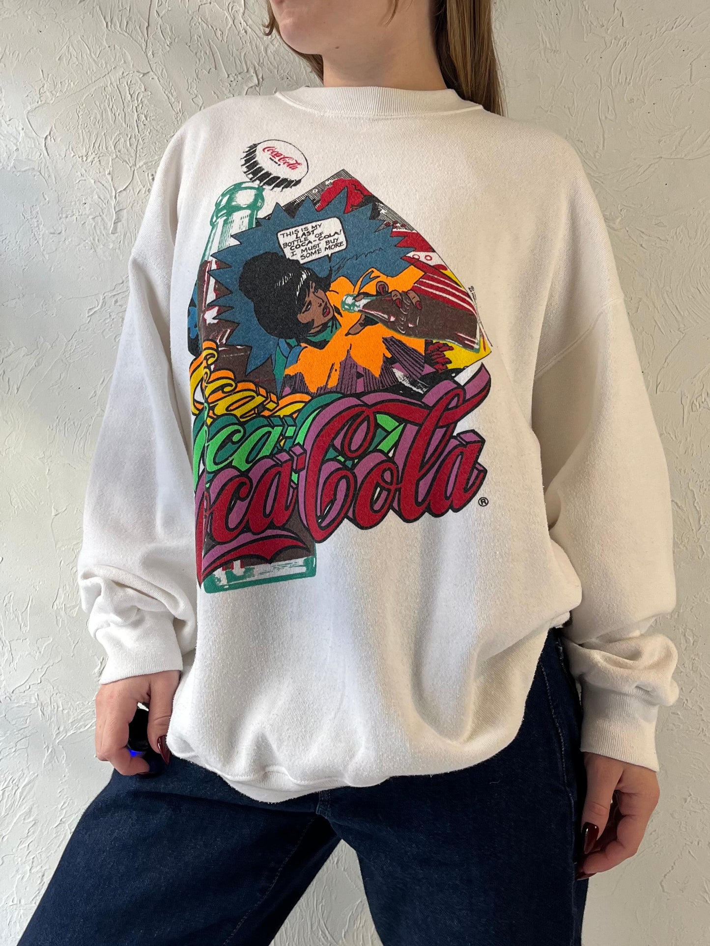 90s ‘Coca Cola’ Crew Neck Sweatshirt / Made in USA / XL