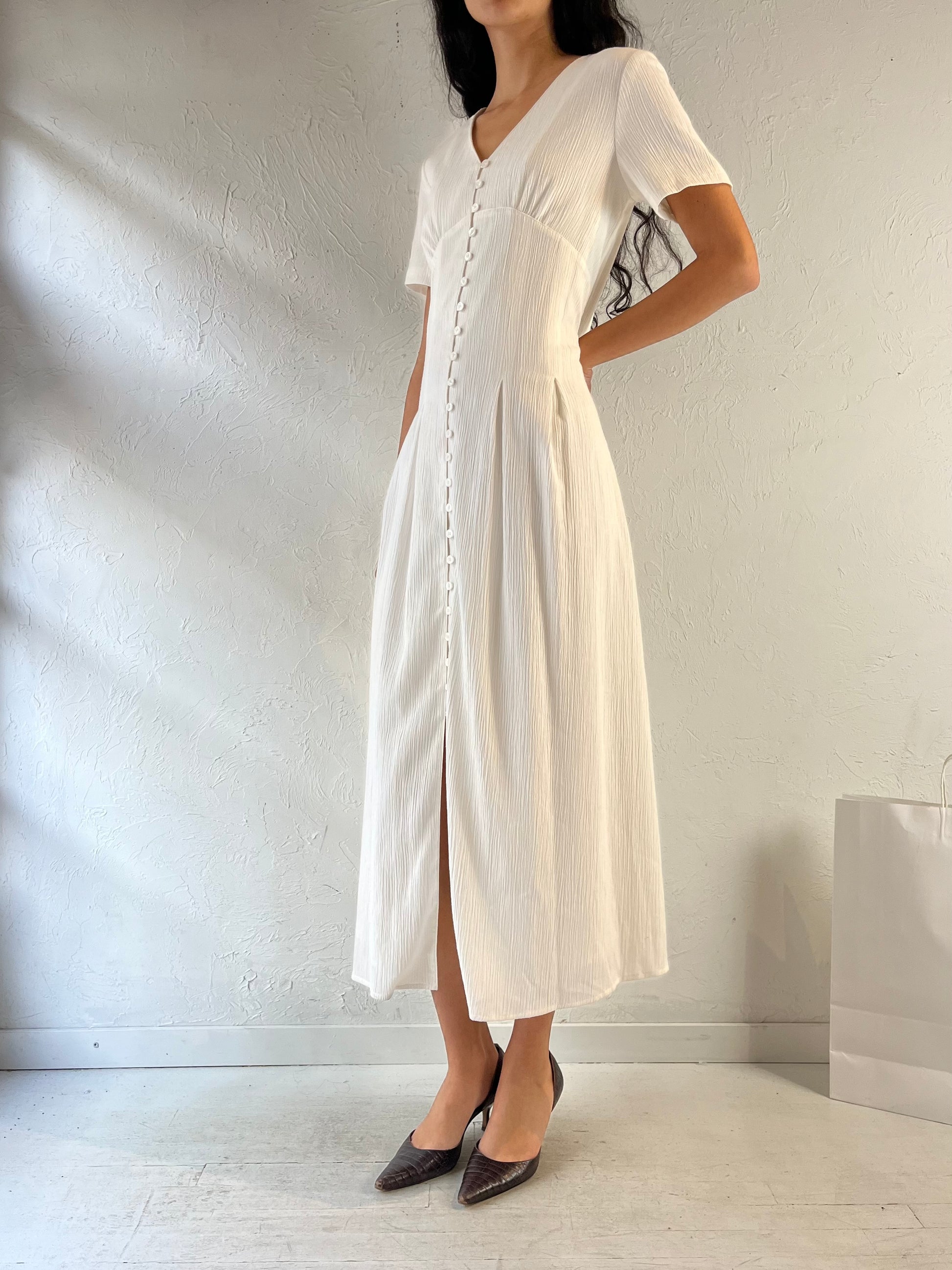 Vintage Y2K 'Together' White Midi Dress / Large