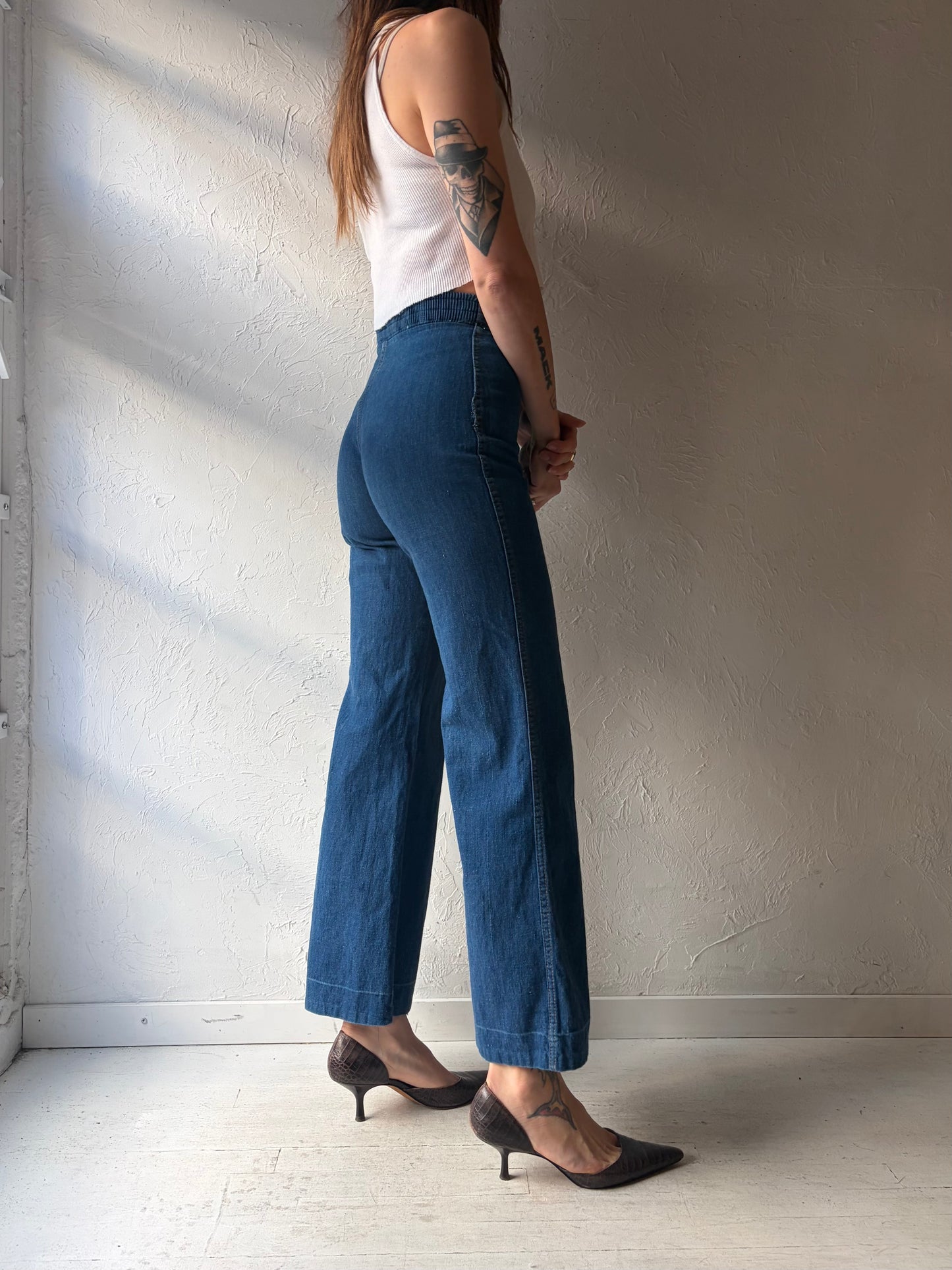 70s 'Cal Togs' Denim High Waisted Retro Flare Pants / 25