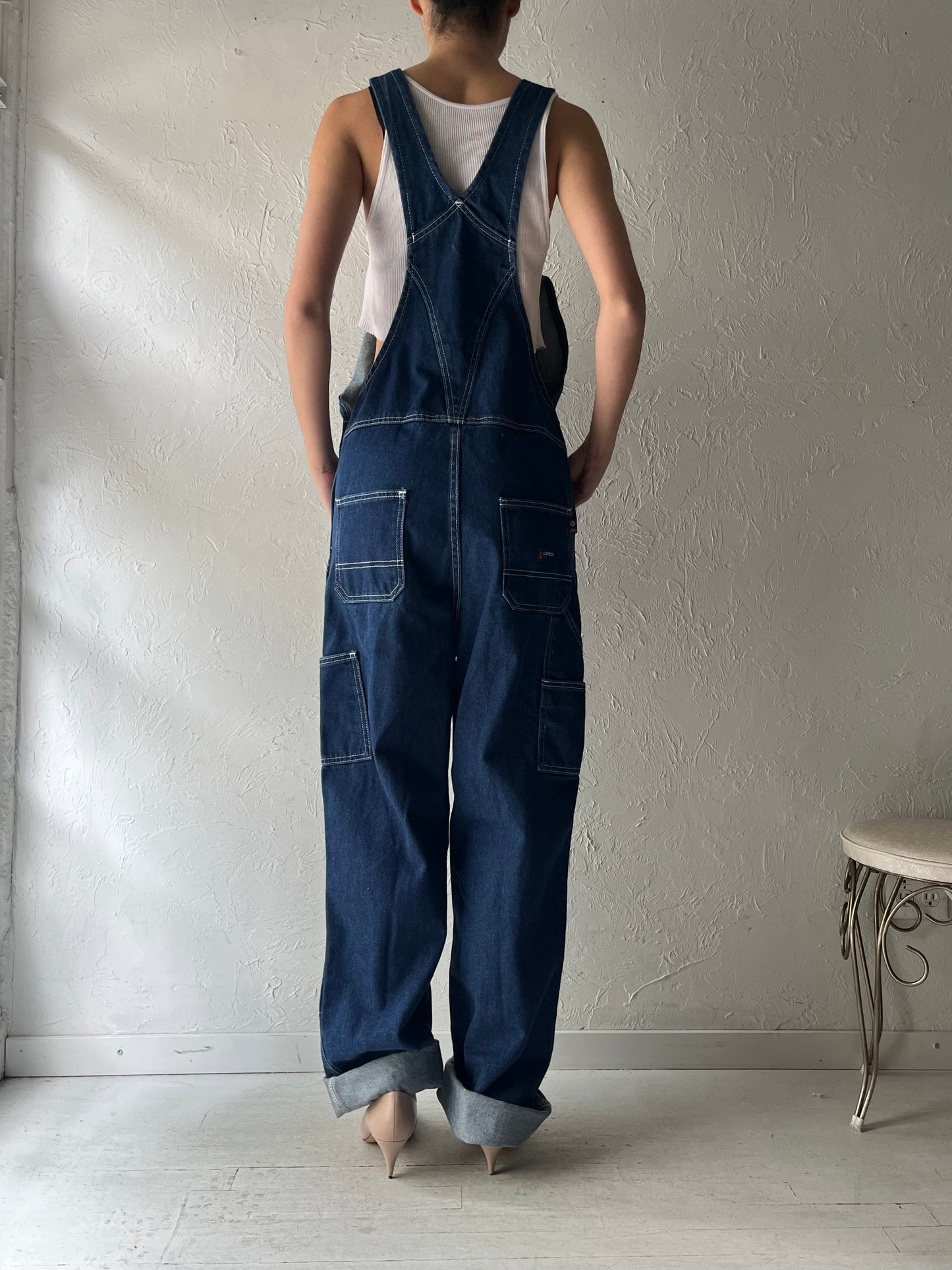 Y2k 'Lapco' Dark Denim Work Wear Overalls / Vintage 2000s Carpenter Utility Streetwear Overalls / Small