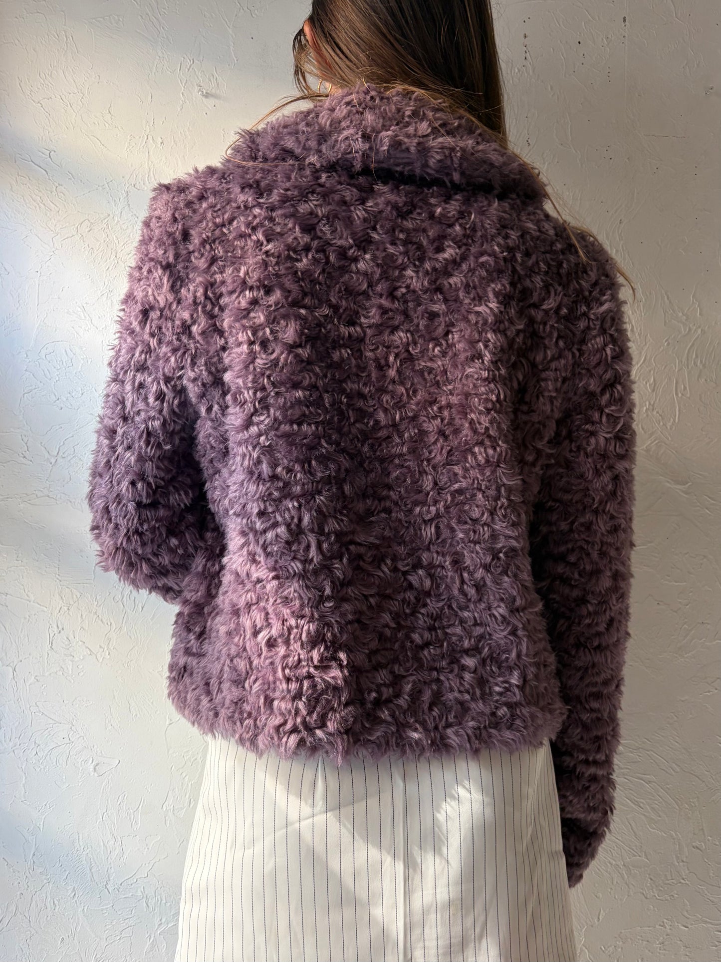 Y2k 'Kate Spade' Purple Faux Fur Jacket / Small
