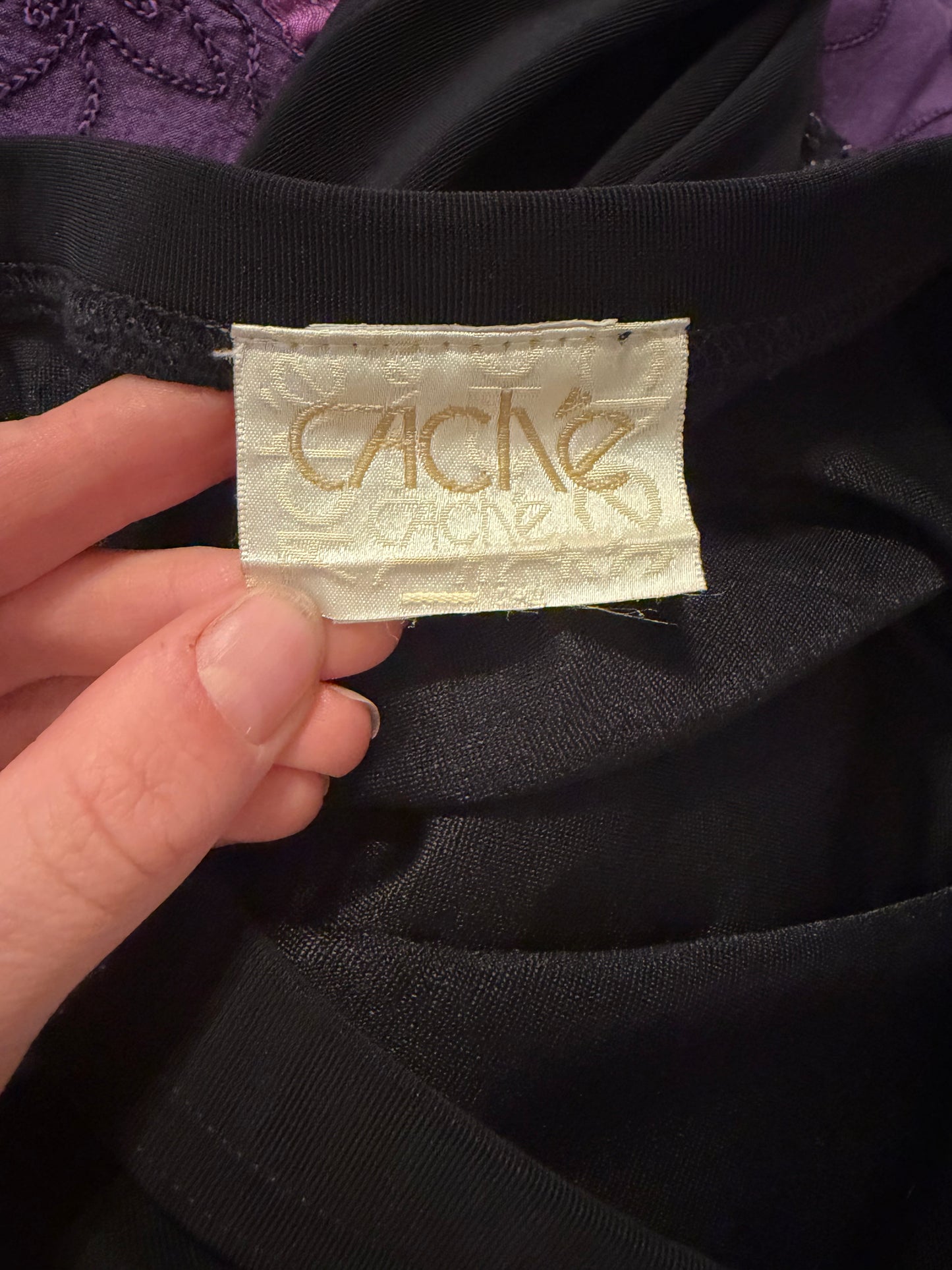 90s 'Cache' Black Slinky Maxi Skirt / Large