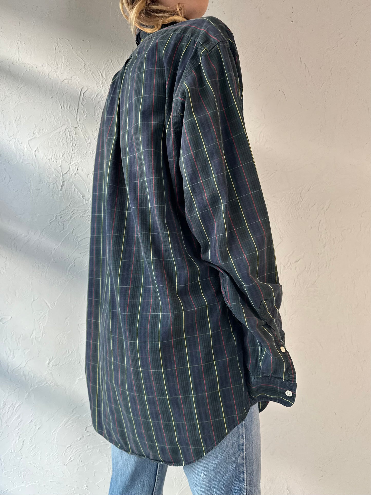 Y2k 'Ralph Lauren' Plaid Button Up Shirt / Large