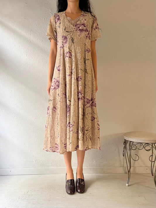 90s 'Nostalgia' Floral Lace Dress / Medium