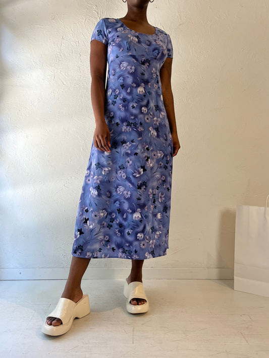 Y2k 'All That Jazz' Blue Floral Print Dress / Medium