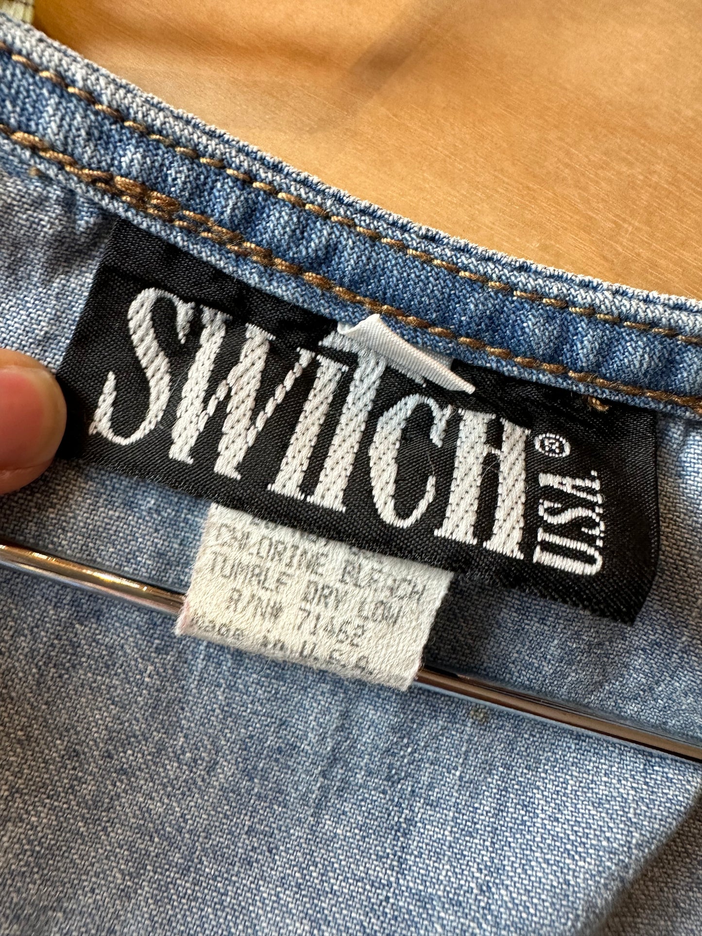 90s 'Switch' Denim Dress / Large