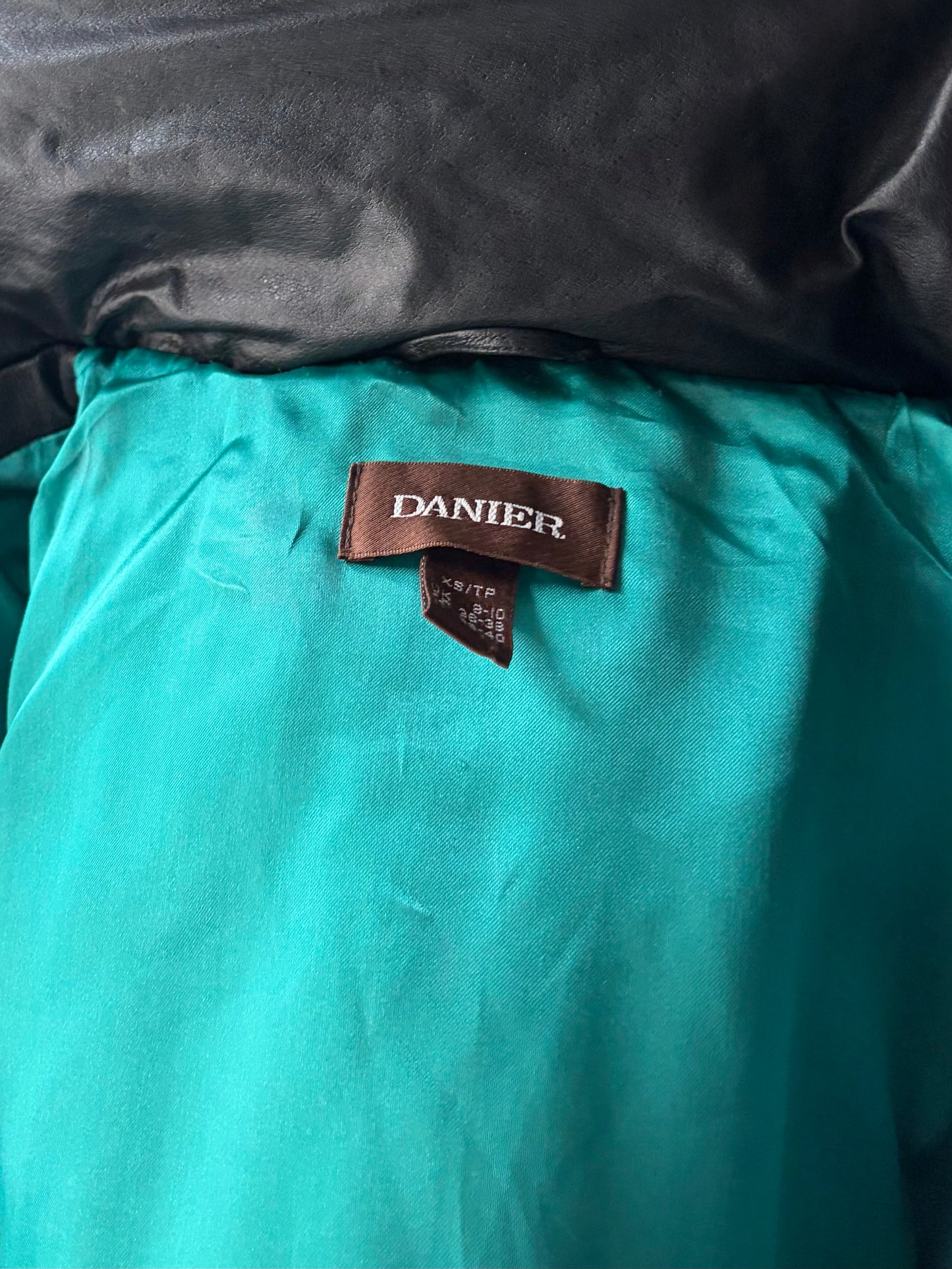 Y2k 'Danier' Black Puffy Leather Jacket / Vintage 2000s Streetwear Winter Jacket / XS