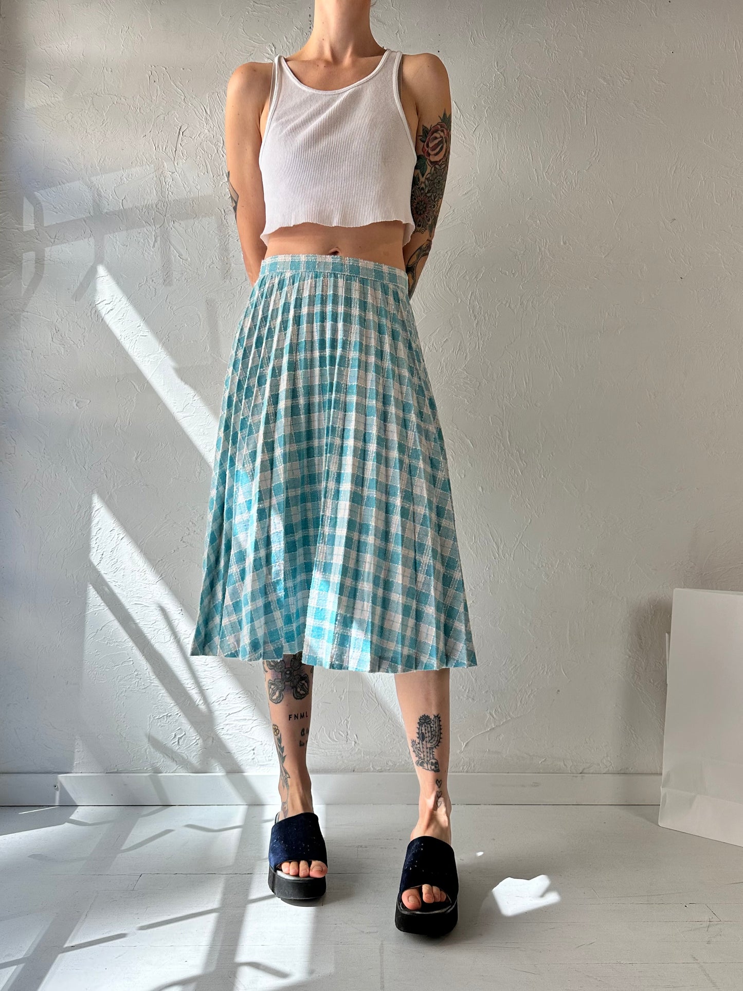 70s 'Guilorp' Blue Pleated Midi Skirt / Small