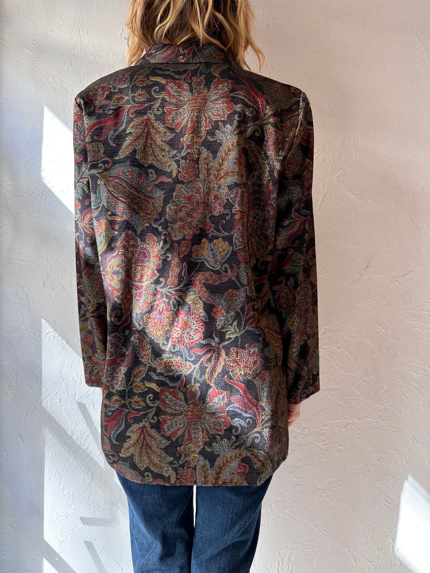90s 'Cleo' Floral Print Blazer jacket / Medium