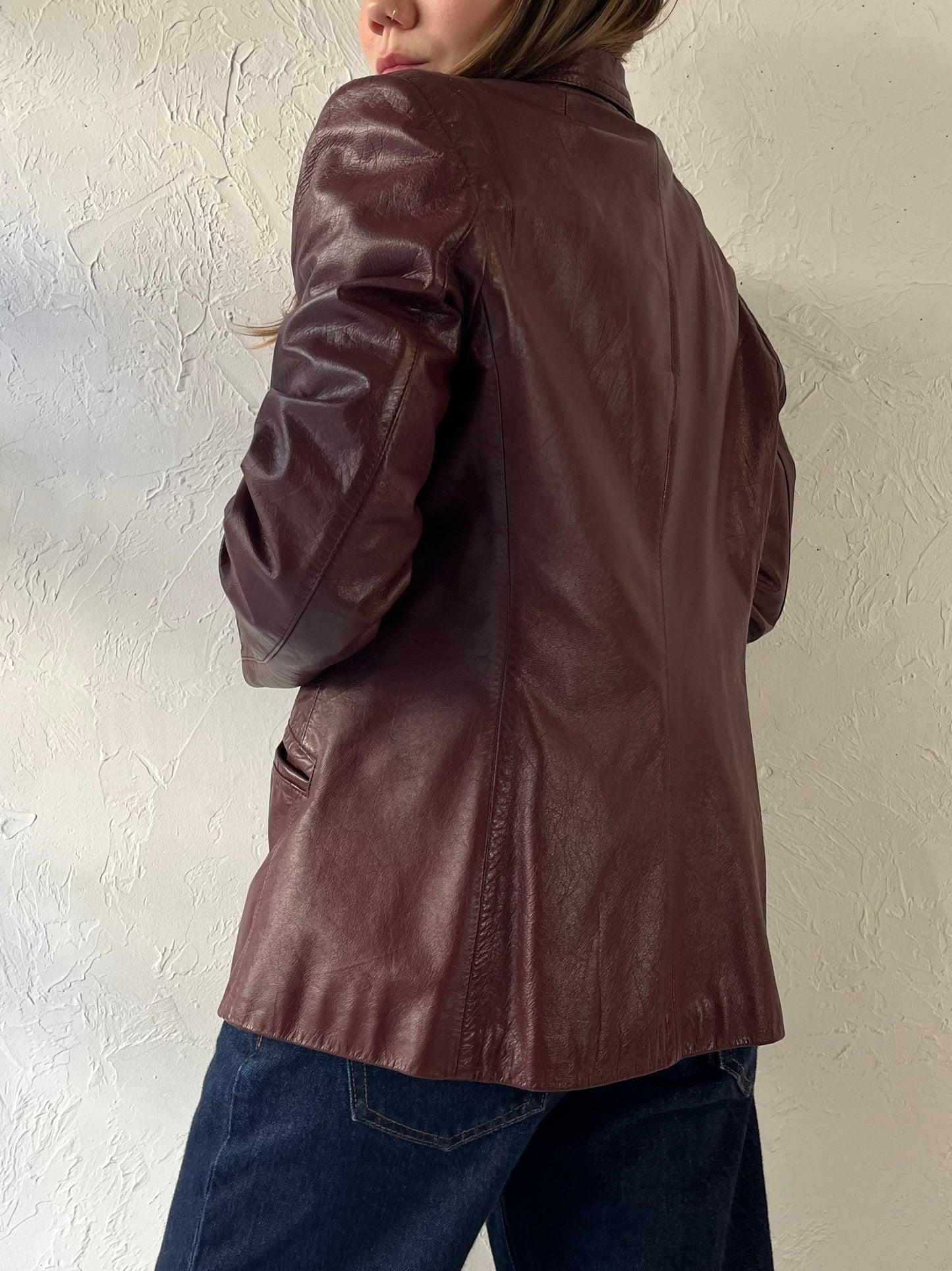 80s ‘Genuine Leather’ Brown Leather Jacket / Medium