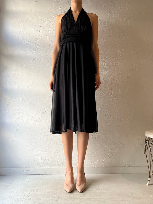 Y2k 'Connected' Black Sparkly Retro Party Dress / Medium