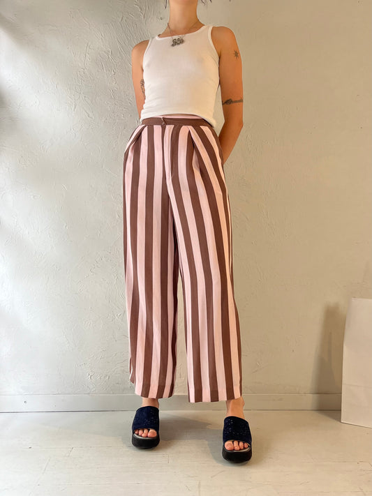 Vintage Handmade Pink and Brown Striped Pants / Small