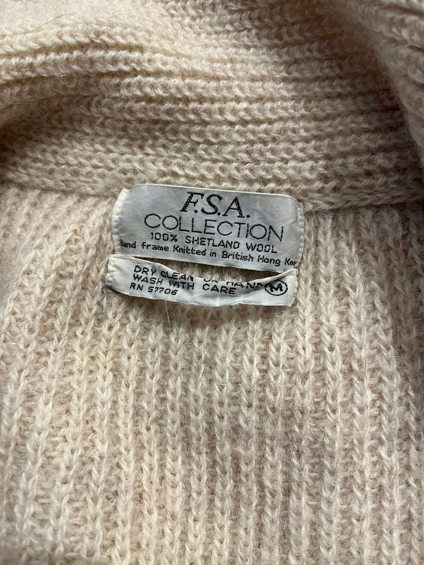 90s 'FSA Collection' Cream Wool Cardigan Sweater / Medium