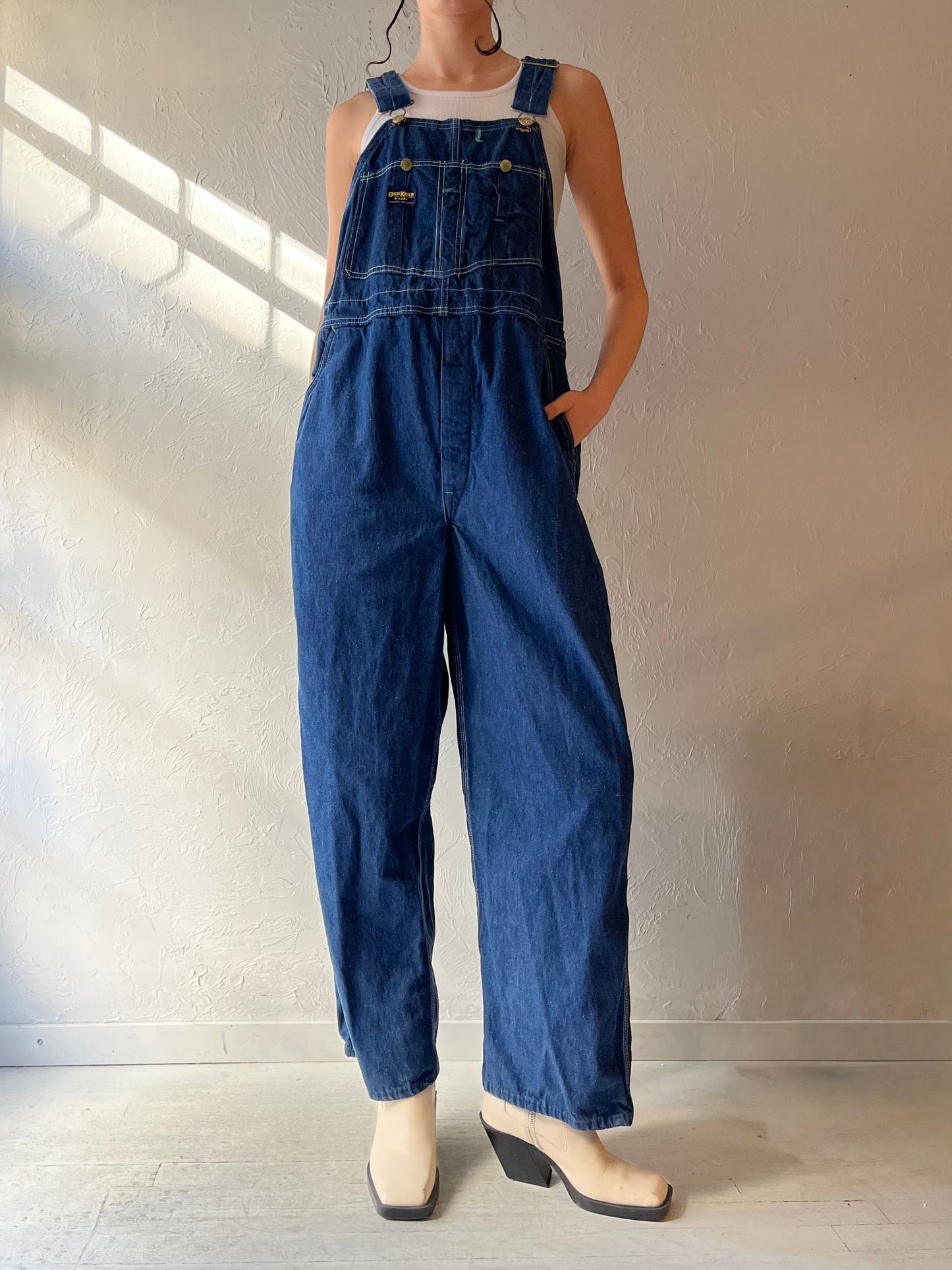 80s 'Oshkosh' Dark Denim Overalls / Union Made / Medium - Large