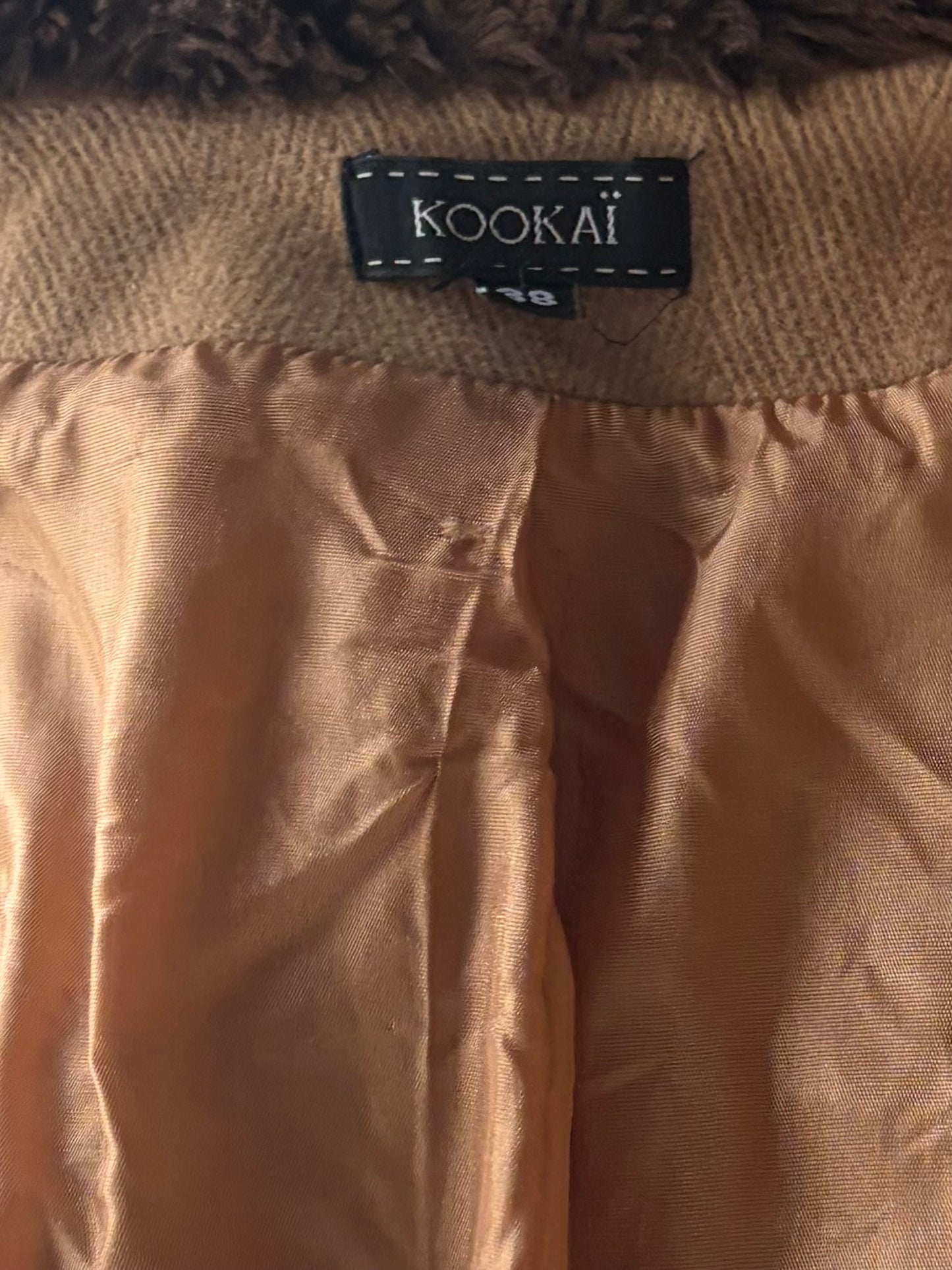 Y2k 'Kookai' Tan Faux Fur Preppy Academia Double Breasted Coat / Small