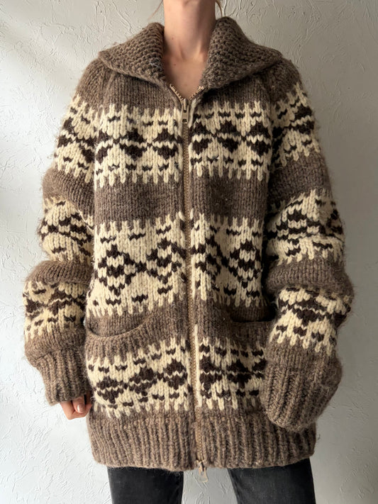 Vintage Hand Knit Chunky Wool Sweater / Large