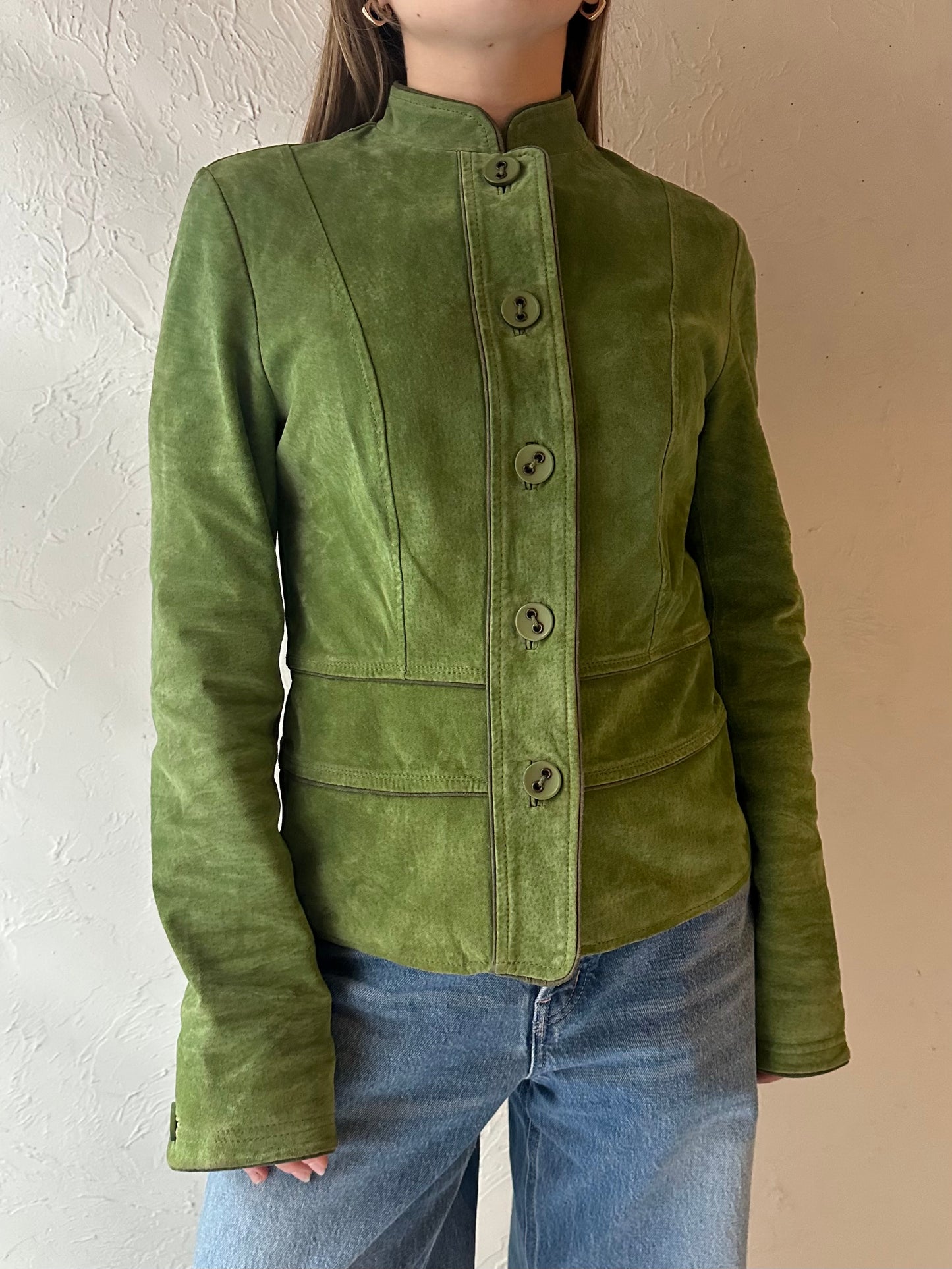 Y2K ‘Le Chateau’ Green Suede Leather jacket / XS
