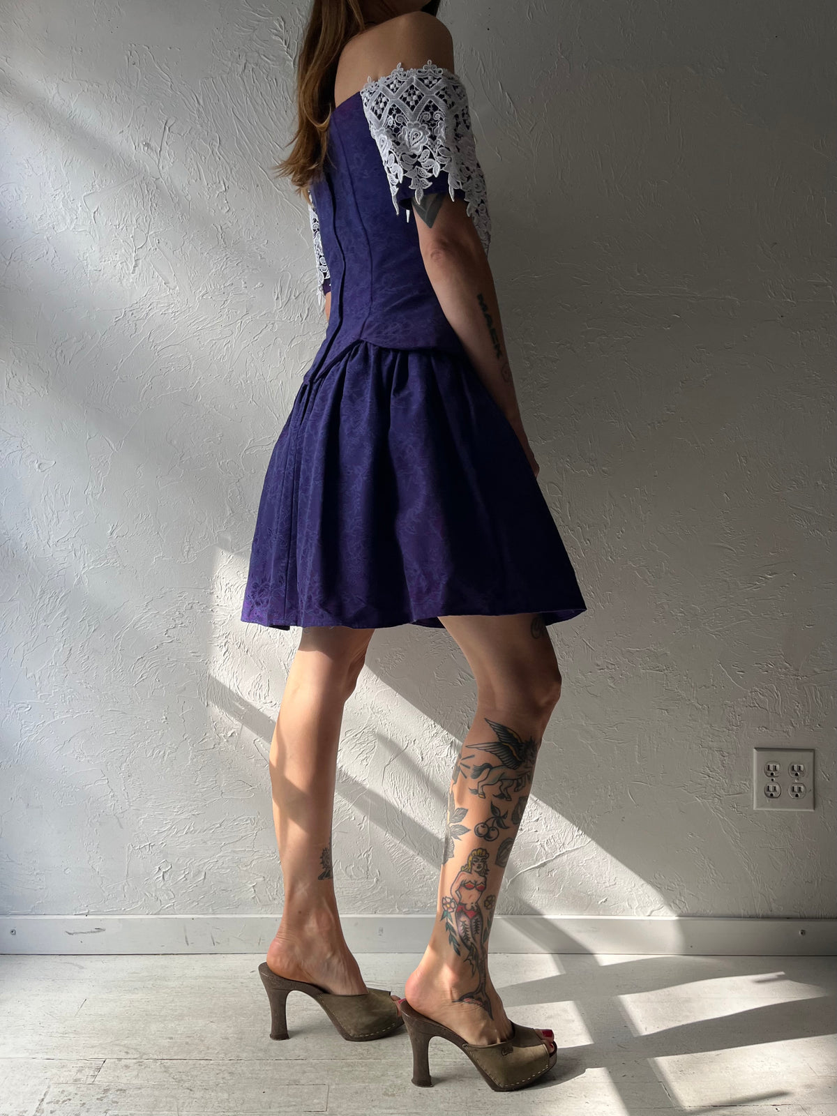 80s 'Jessica McClintock' Purple Strapless Formal Mini dress / Small