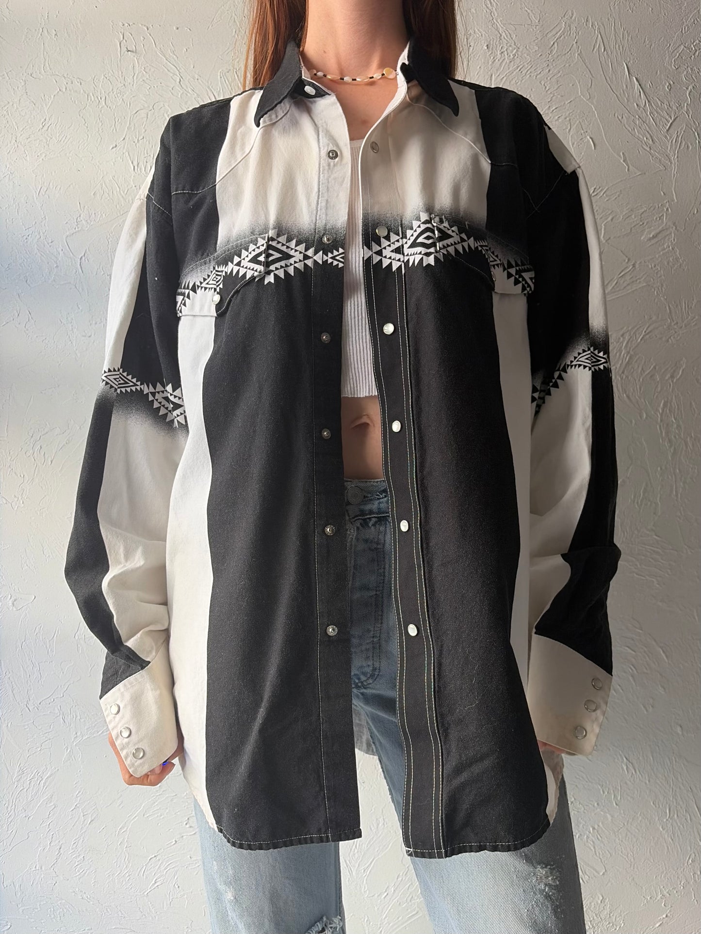 Vintage 'Wrangler' Western Pearl Snap Shirt / XL