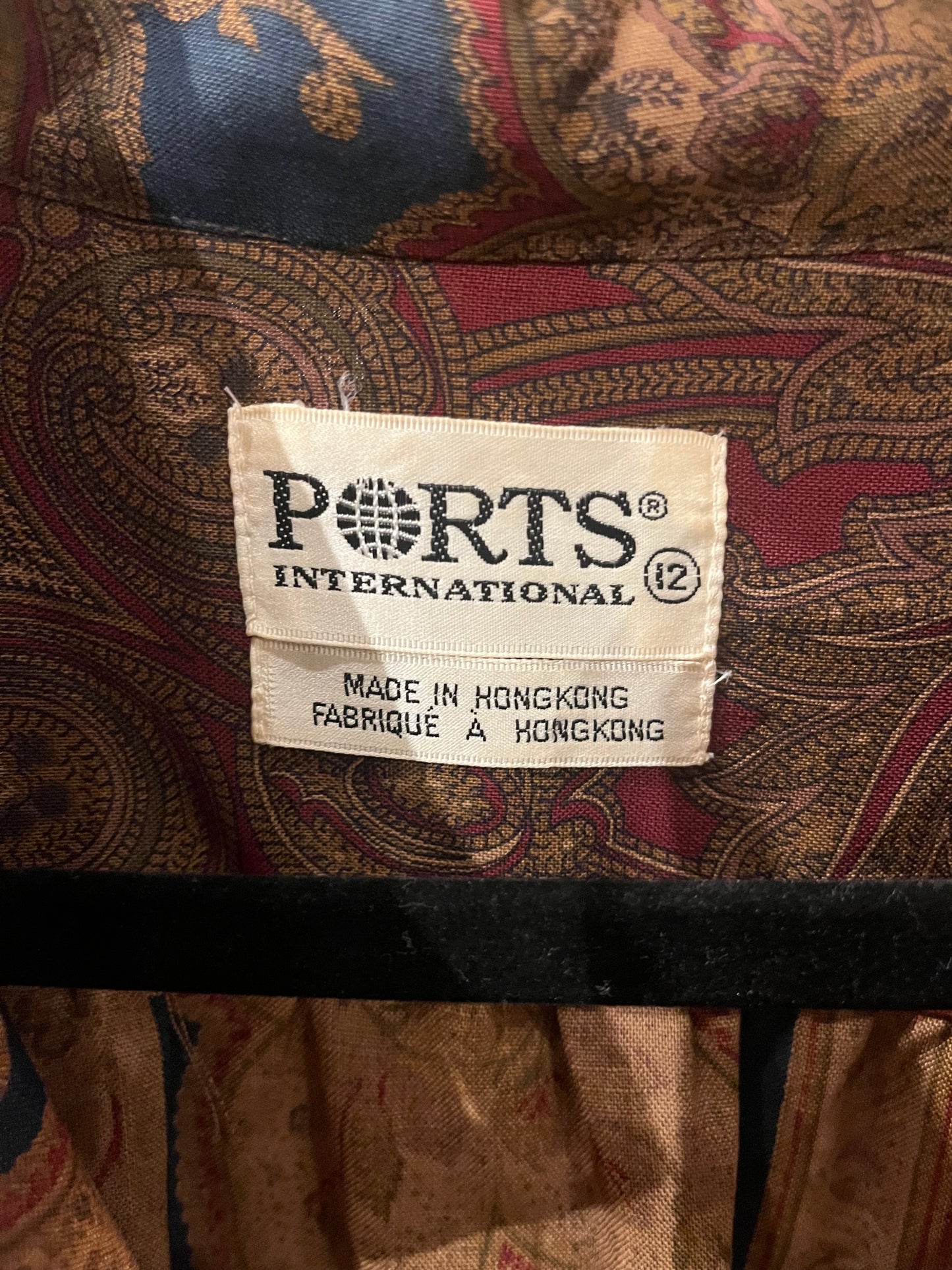 Vintage ‘Ports’ Brown Wool Paisley Dress / Large