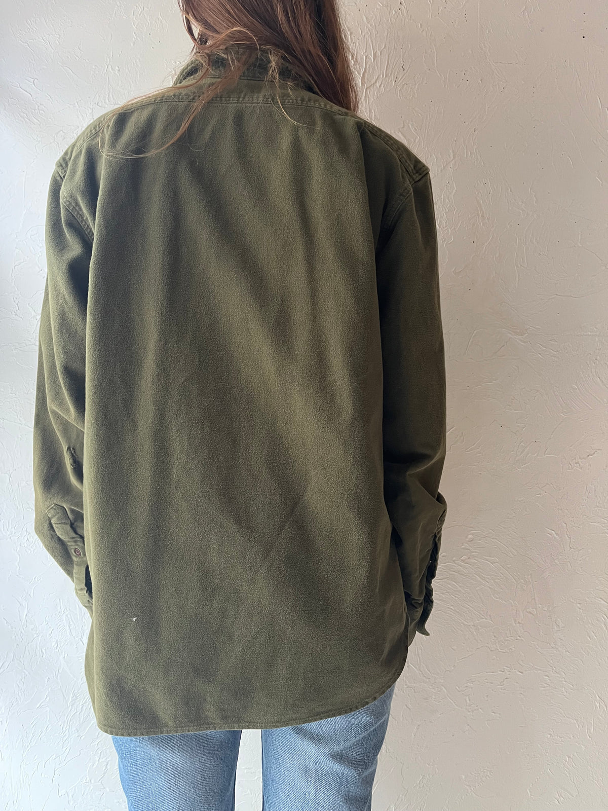 Y2k 'Filson' Army Green Minimalist Normcore Workwear Button Up Oxford Shirt / Large
