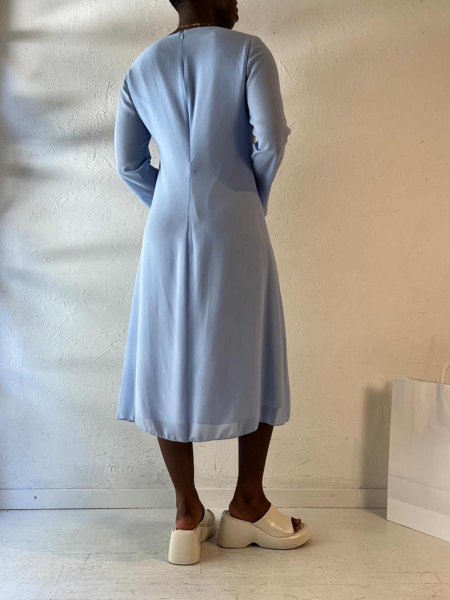 Vintage Pale Blue Long Sleeve Dress / Medium