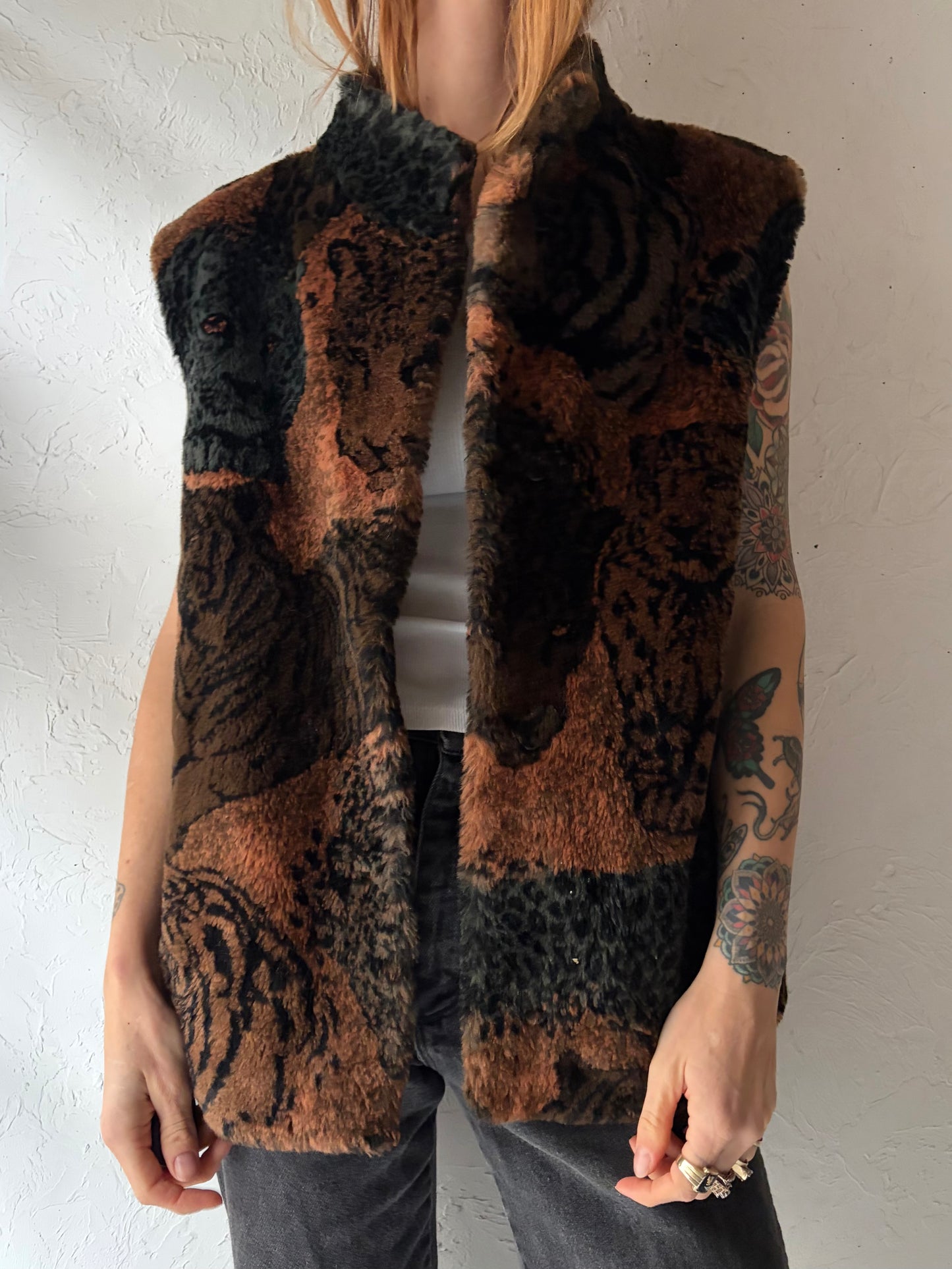 90s 'Duffel' Faux Fur Vest / Medium