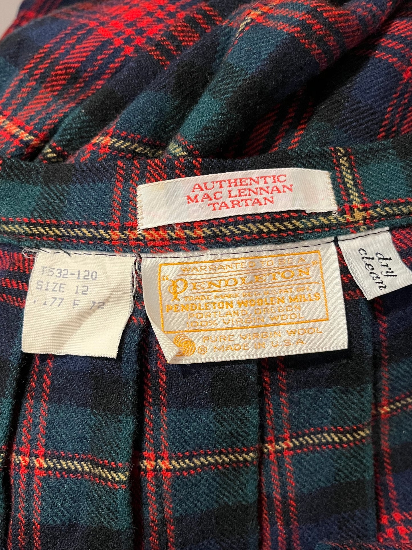 80s 'Pendleton' Red Tartan Midi Skirt / Medium