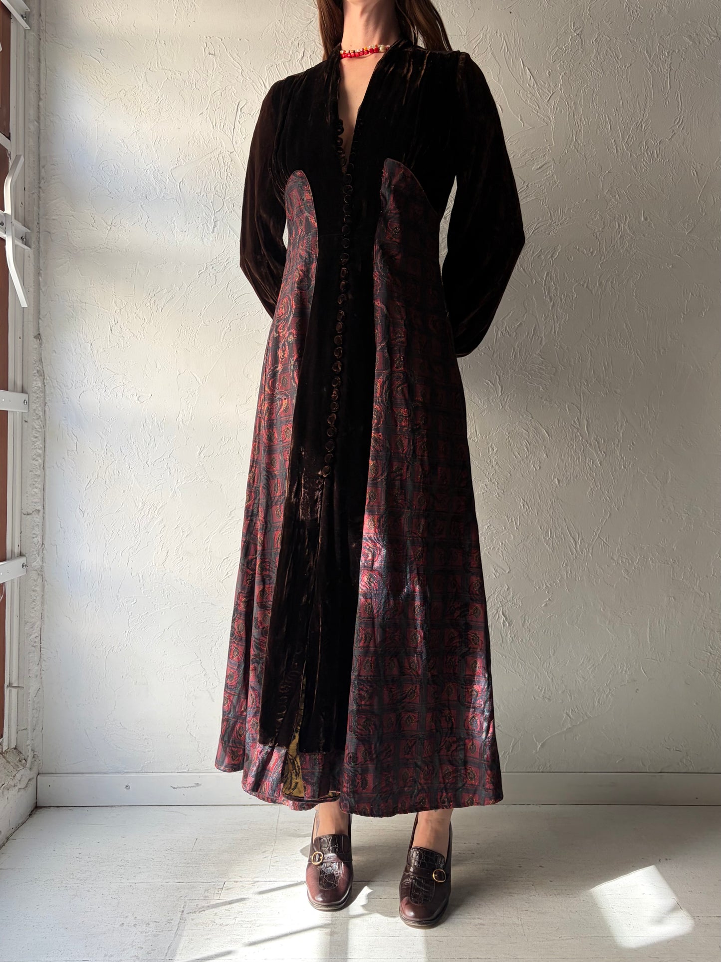 Vintage Handmade Brown Velvet Fairycore Ren Fair Dress / Medium