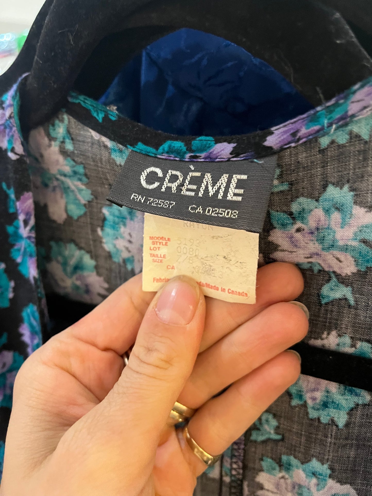 90s ‘Creme’ Blue Floral Jumpsuit / Small - Medium