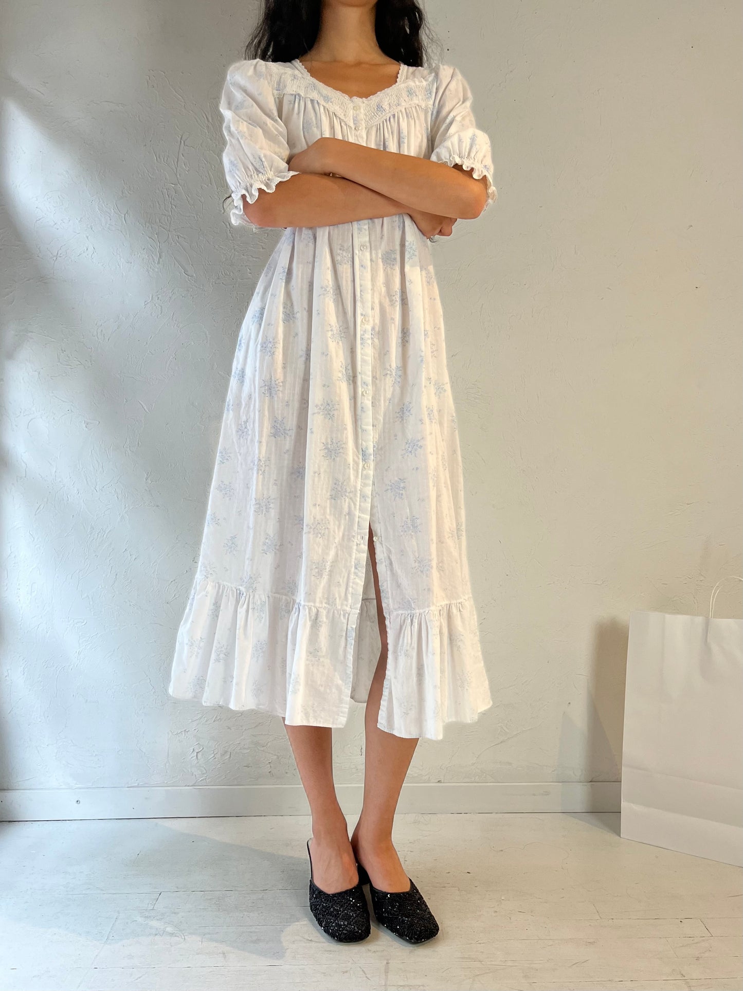 70s 'Miss Elaine' Cotton Maxi Dress / Union Made / Small