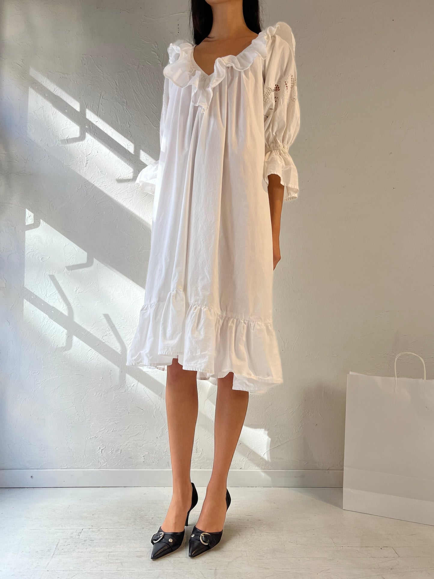 90s ‘Satyuga’ White Cotton Dress / XS