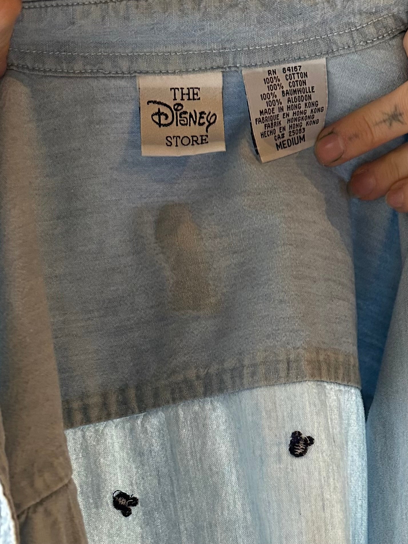 90s 'Disney' Embroidered Denim Shirt / Medium