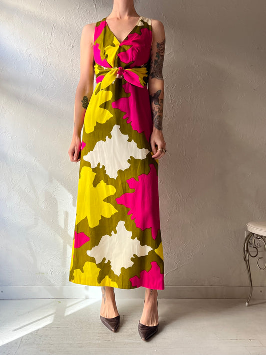 70s 'Fumis' Colorful Abstract Maxi Dress / Small