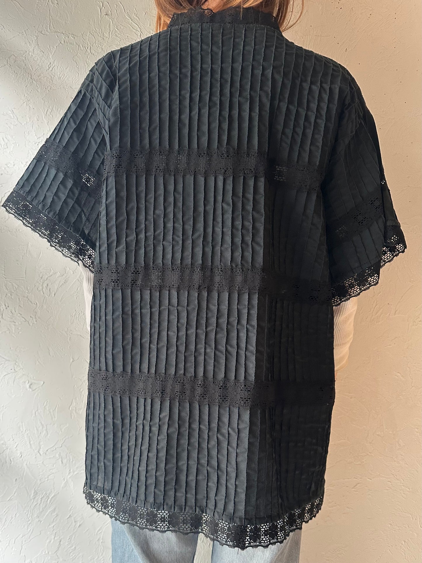 70s Black Lace Cover Up / Medium