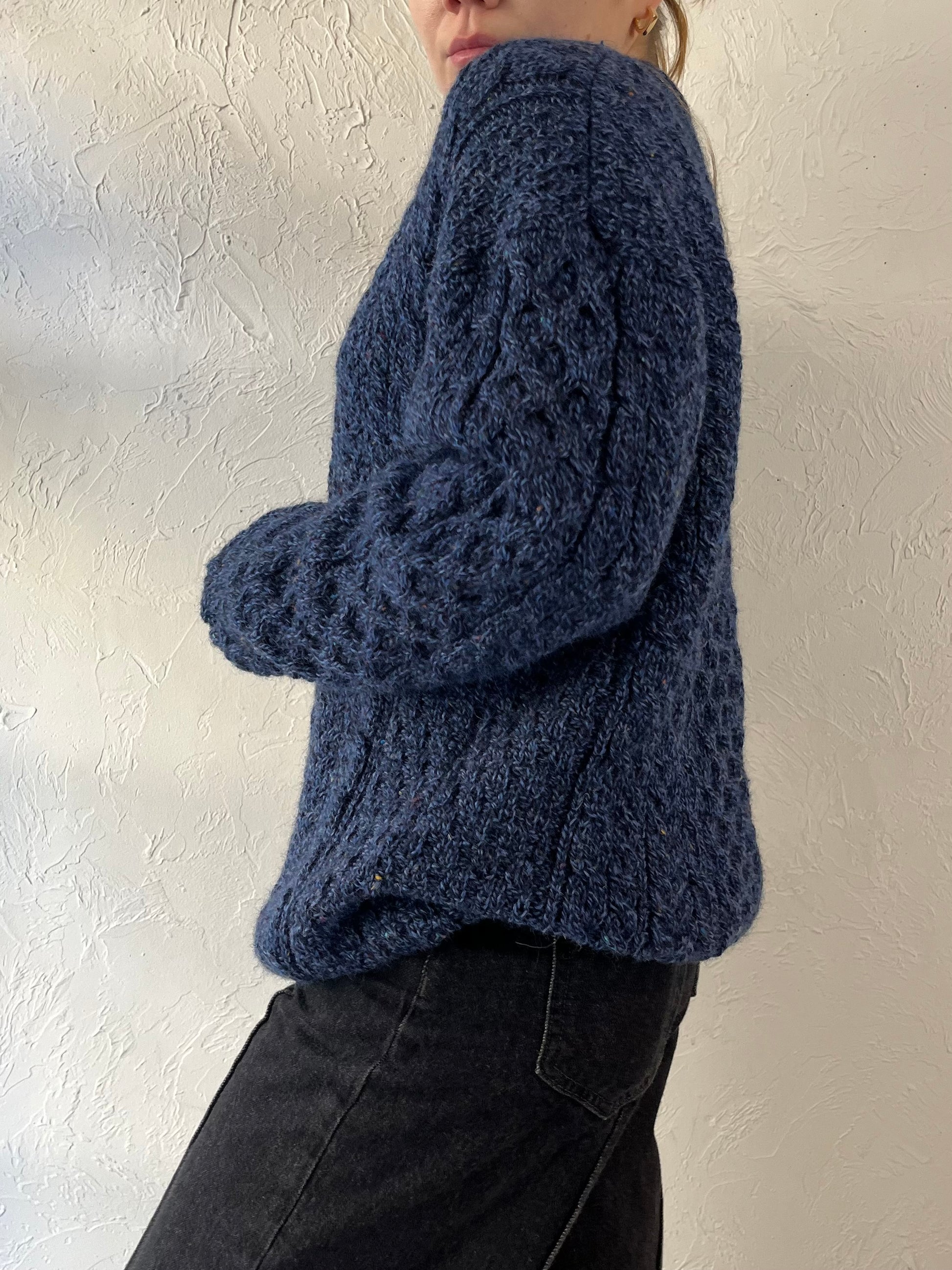 90s ‘Avoca’ Blue Cable Knit Sweater / Small