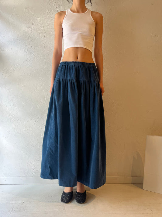 Vintage Handmade Blue Corduroy Maxi Skirt
